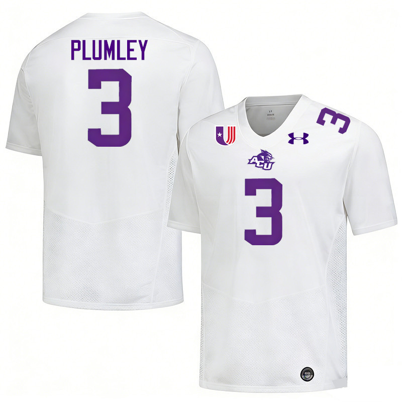 Abilene Christian Wildcats #3 Dorian Plumley College Football Jerseys,Uniforms Stitched-White Abilene Christian Wildcats #3 Dorian Plumley College Football Jerseys,Uniforms Stitched-White